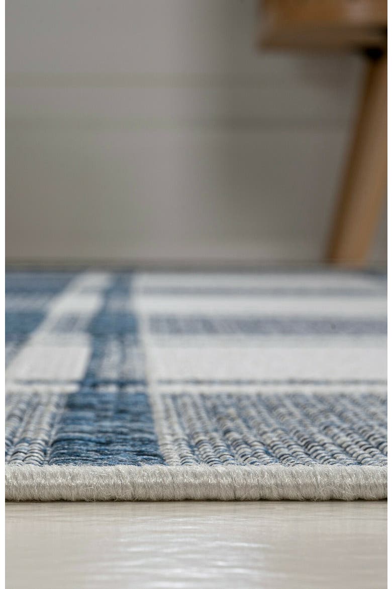 Sabine Traditional Farmhouse Bold Gingham Indoor/Outdoor Area Rug, Alternate, color, Navy/Cream