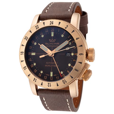 Airman Contemporary Bronze Gmt 44mm Automatic Strap Watch