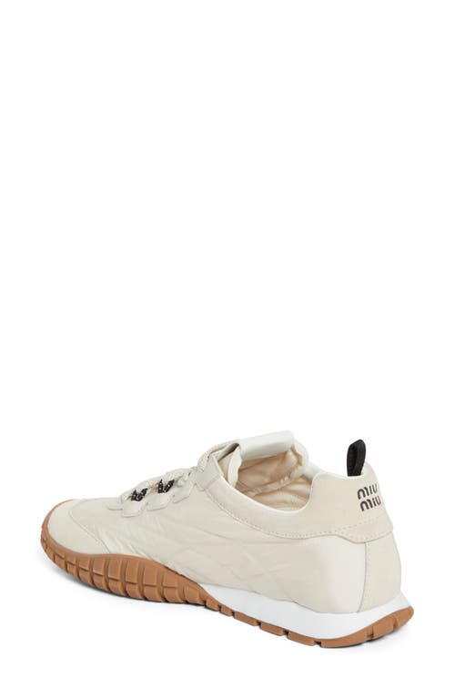 Miu Miu Sport Quilted Nylon Sneaker In Avorio