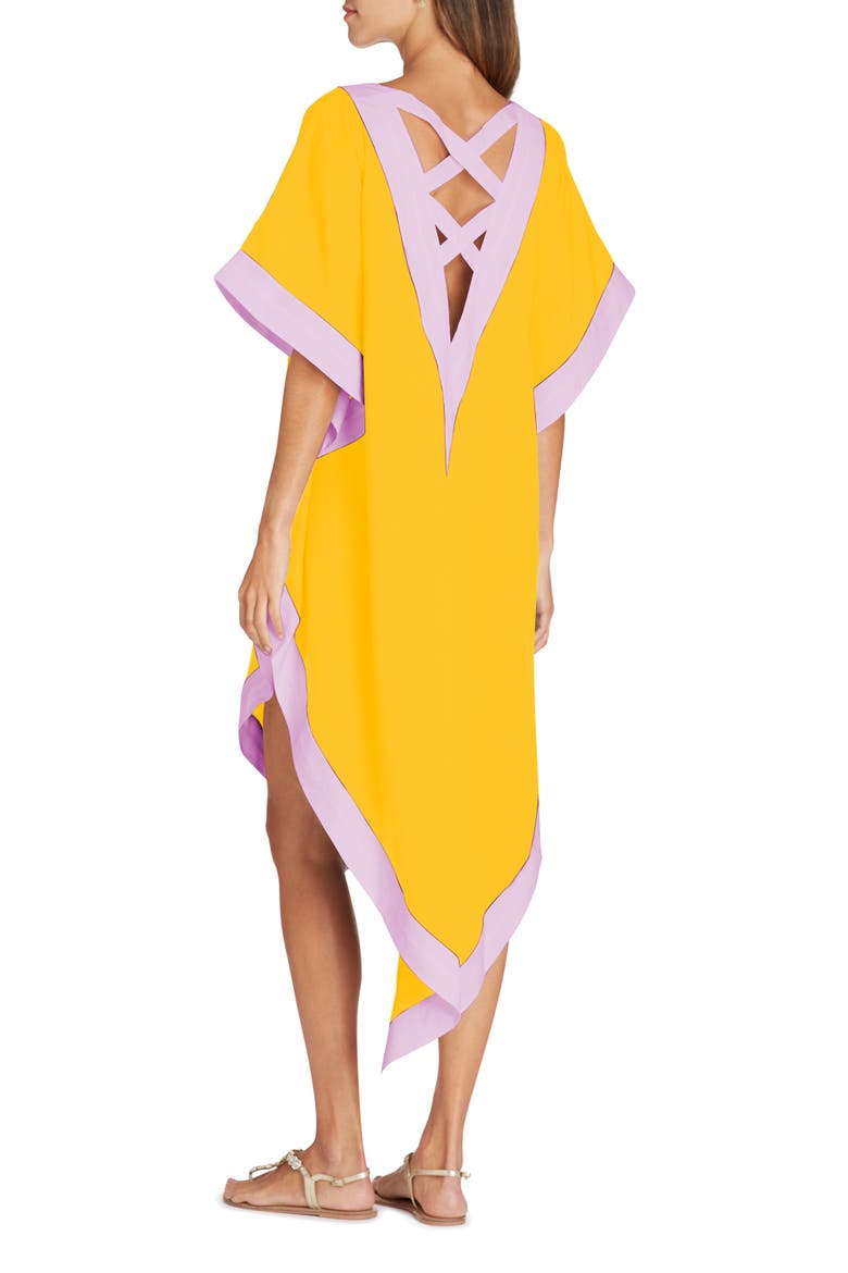 Aria High-Low Crepe de Chine Cover-up Dress, Alternate, color, Yellow