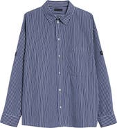 Balenciaga Oversize Stripe Cotton Blend Button-Up Shirt