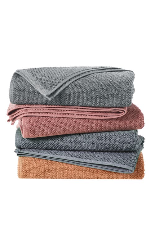 Woven & Weft Cotton 6-piece Textured Towel Set In Chambray Blue