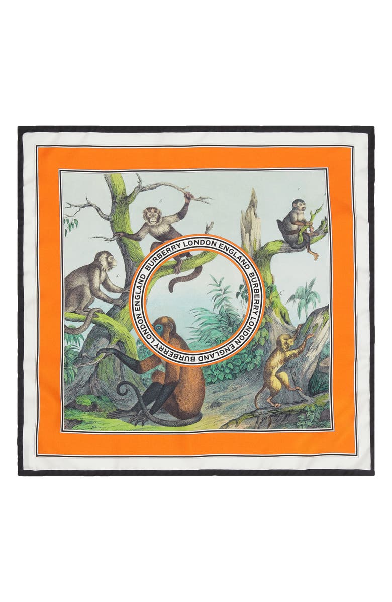 Burberry Logo Monkey Print Silk Scarf, Main, color,