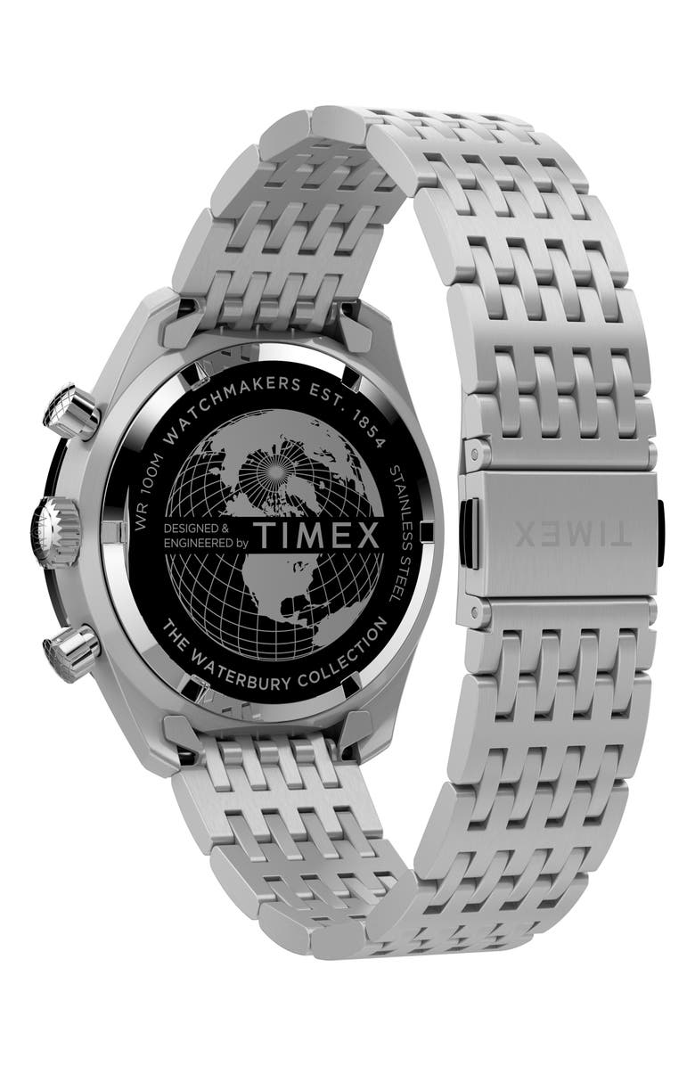 Timex<sup>®</sup> Waterbury Dive Chronograph Bracelet Watch, 41mm, Alternate, color, Silver/ Silver/ Silver