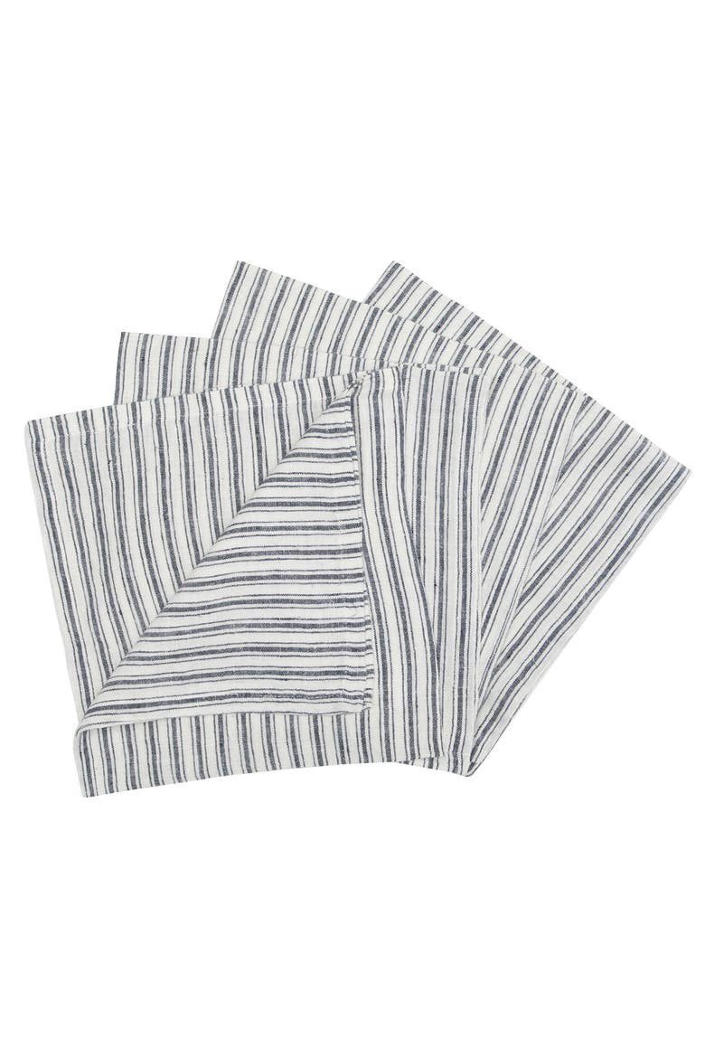 Boat Stripe Linen Napkins - Set of 4, Main, color, White/Blue 20" x 20"
