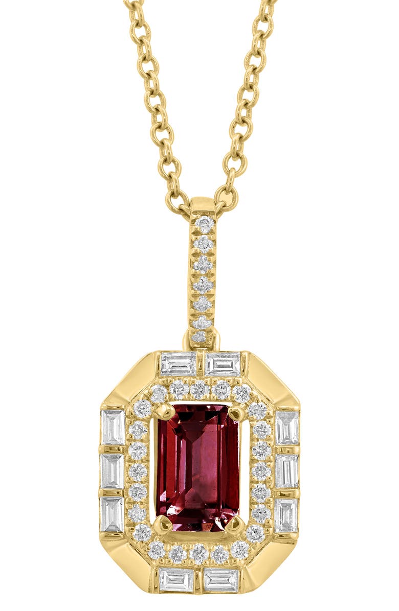 EFFY 14K Yellow Gold Garnet & Diamond Pendant Necklace - 0.27ct., Alternate, color, 