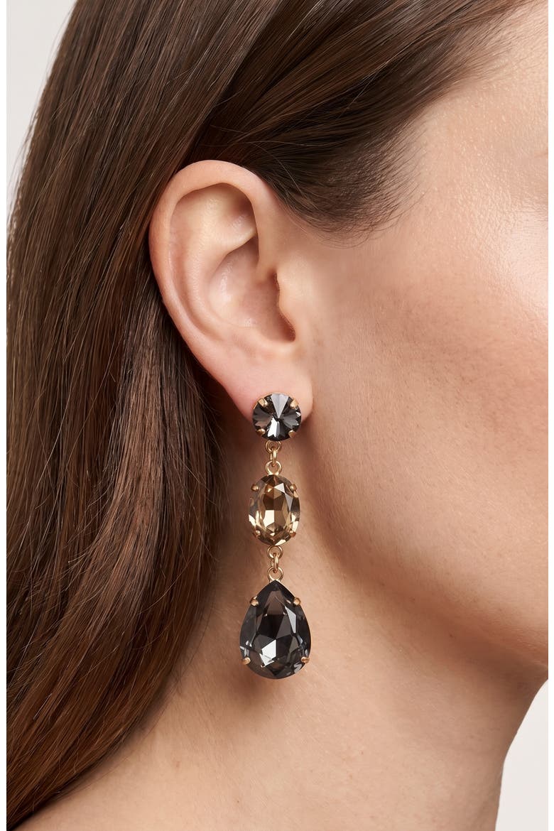 Smoky Crystal Statement Drop Earrings, Alternate, color, BLACK/ GOLD
