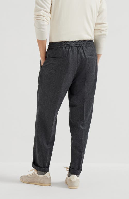 Brunello Cucinelli Grey Pinstriped Virgin Wool Trousers In Gray