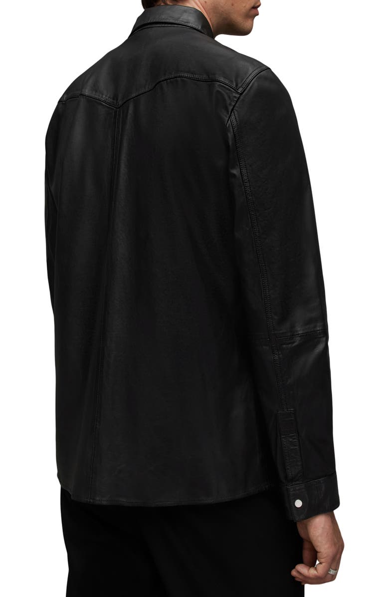 AllSaints Ivan Leather Shirt Jacket, Alternate, color, 