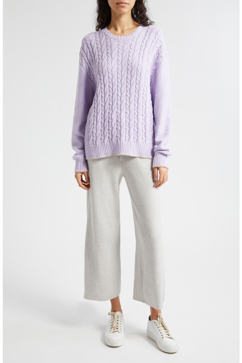 Cotton & Cashmere Rib Wide Leg Pants, Alternate, color, ASH GREY