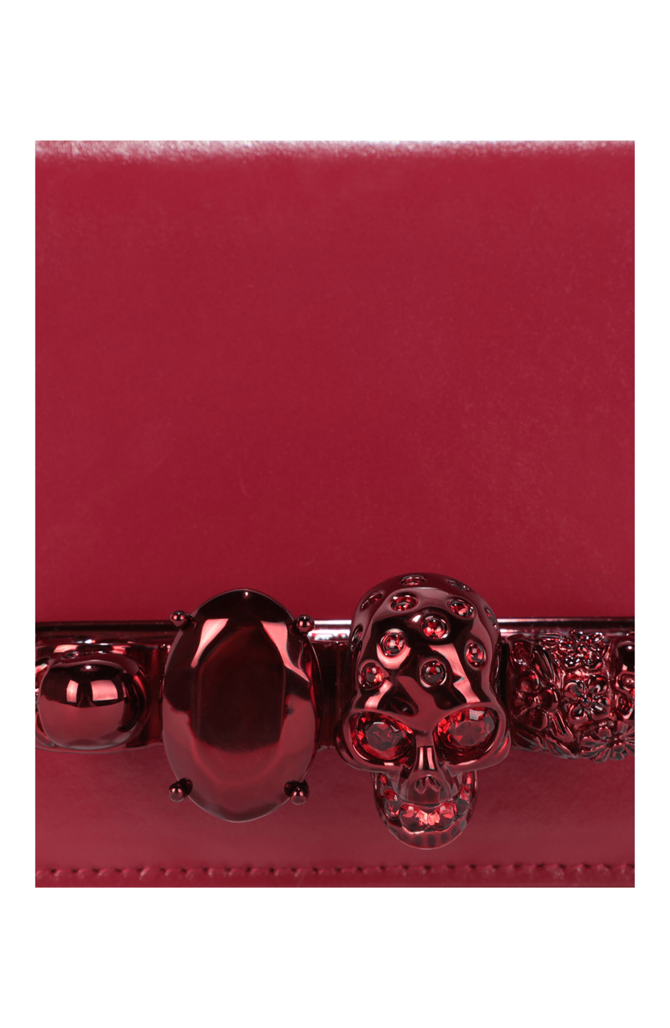 McQueen Mini Jeweled Crossbody Bag, Alternate, color, Red