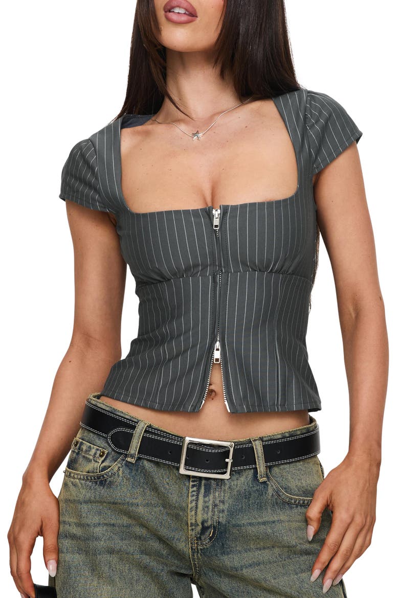 Santa Cruz Pinstripe Fitted Top, Main, color, GREY