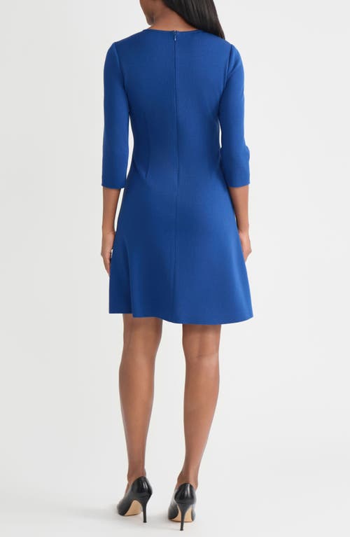 Misook Floral Embroidered Fit & Flare Dress In Blue