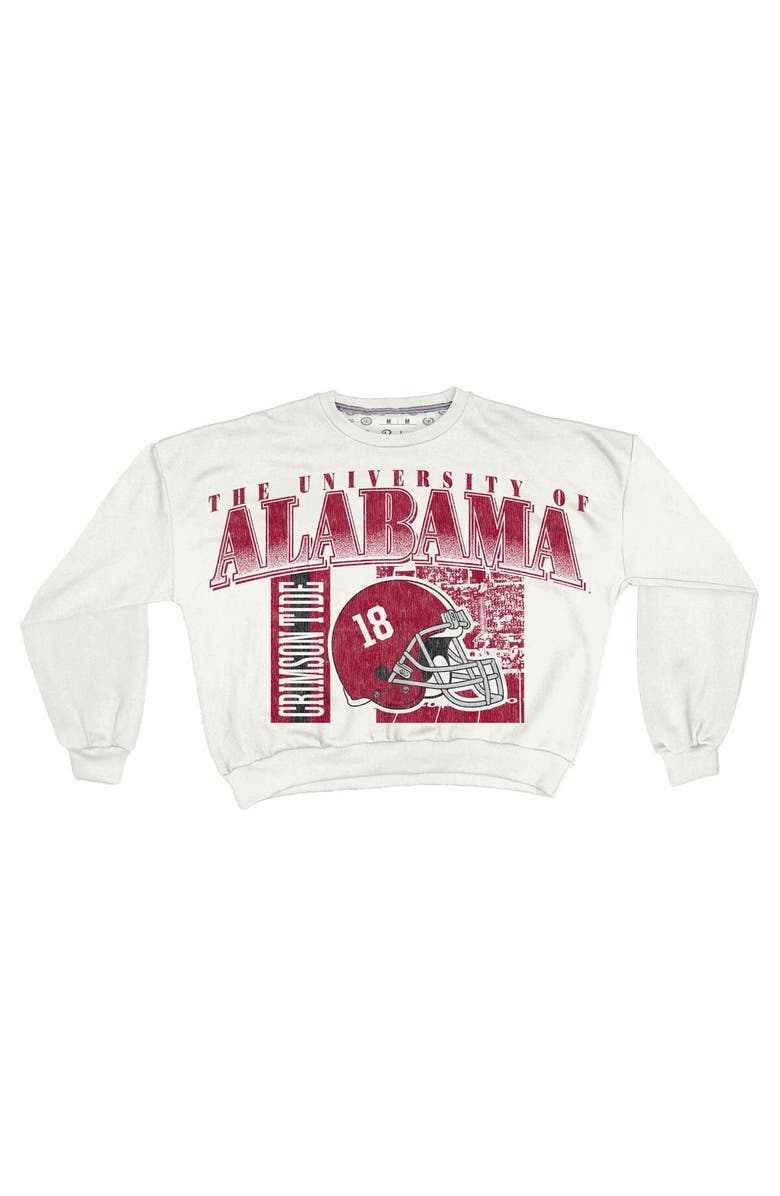 PRESSBOX Women's Pressbox White Alabama Crimson Tide Oversized Janice Retro Waist-Length Sweatshirt, Alternate, color, White