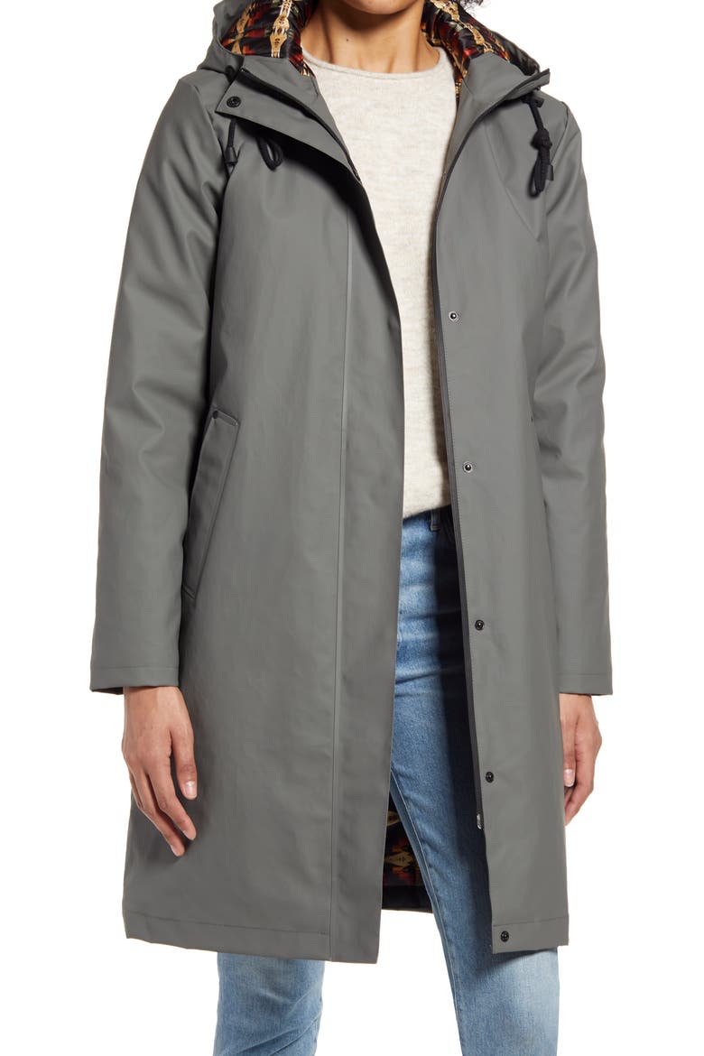 Women's Eureka Waterproof Hooded Raincoat, Main, color, GUNMETAL