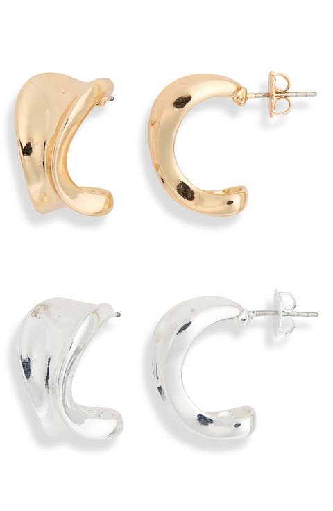 2-Pack Geometric Hoop Earrings