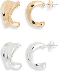 Leith 2-Pack Geometric Hoop Earrings