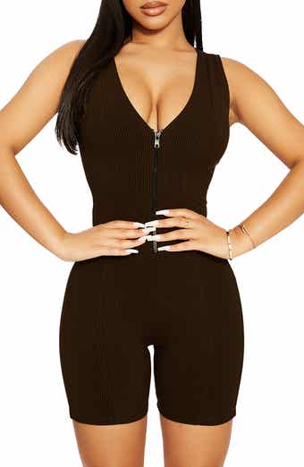Naked Wardrobe Zip Snatched V-Neck Romper