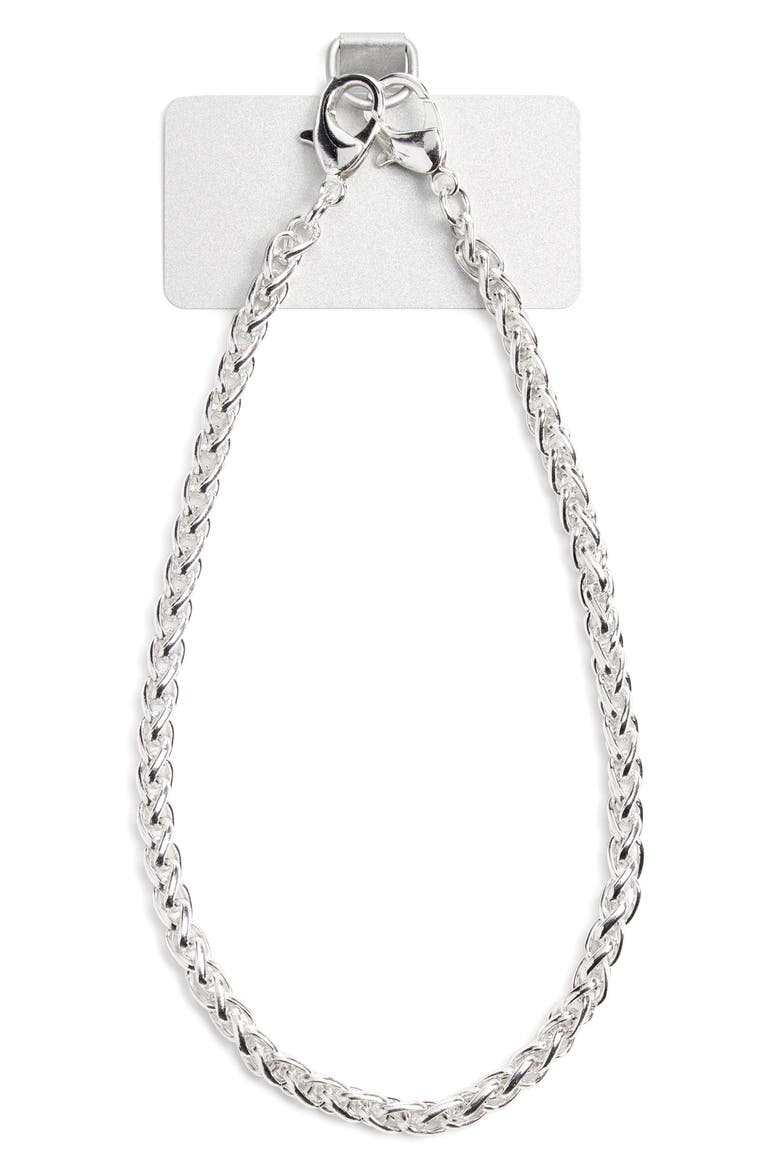 Braided Chain Phone Strap, Main, color, SILVER