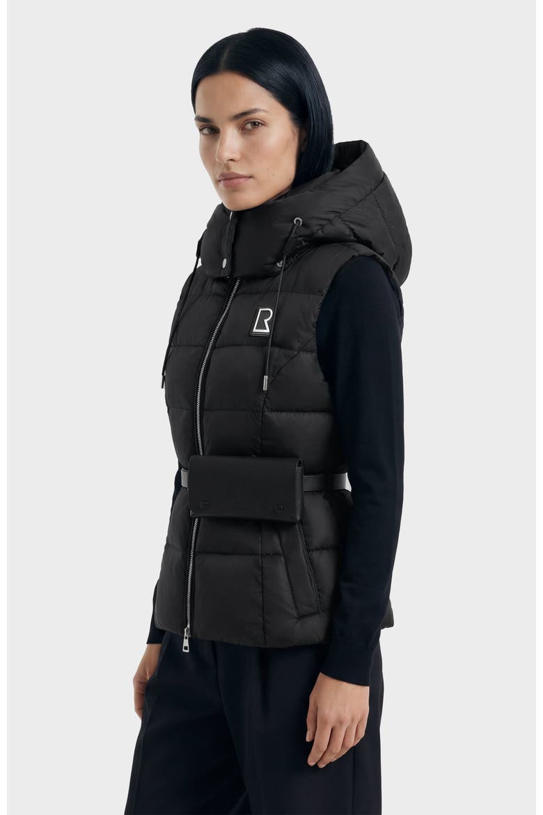 Cassidy Women's Down Vest with Removable Hood & Pouch Belt, Alternate, color, Black