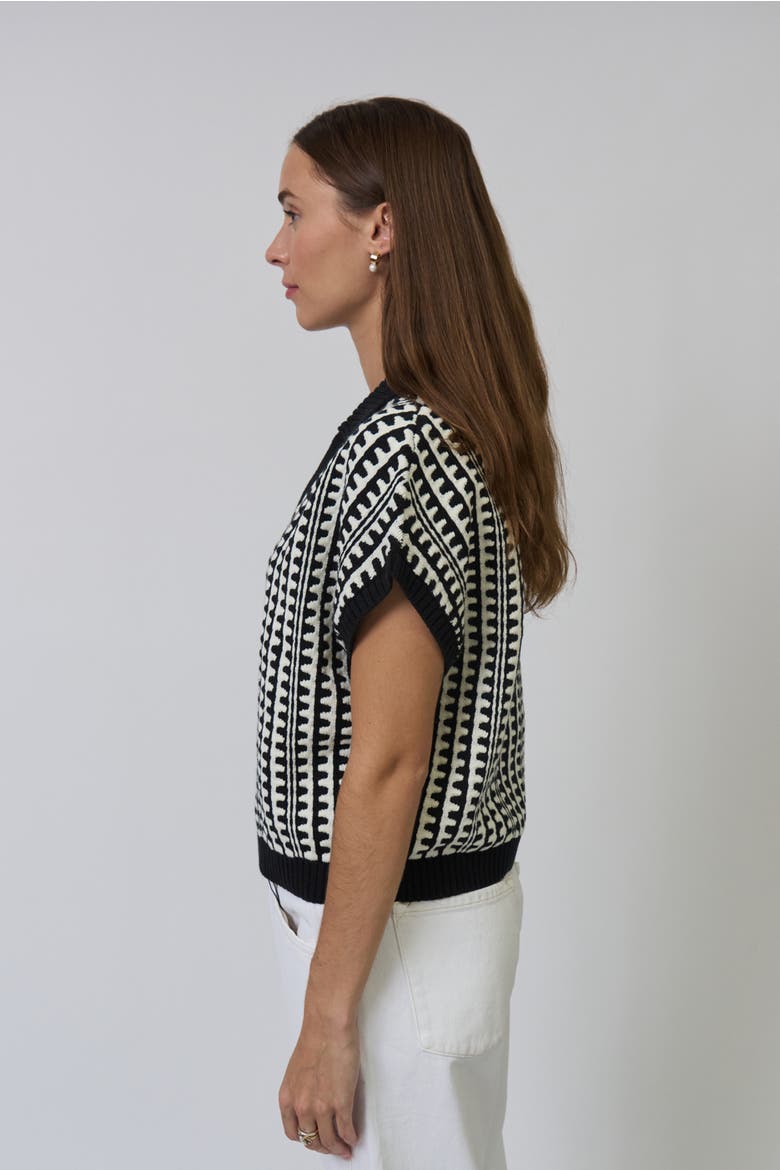 Skye Scallop Stitch Polo, Alternate, color, BLACK/WHITE
