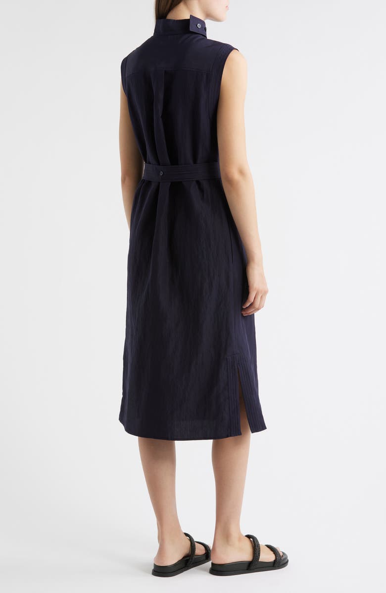 COS Cutout Mock Neck Tie Waist Midi Dress, Alternate, color, Blue Dark