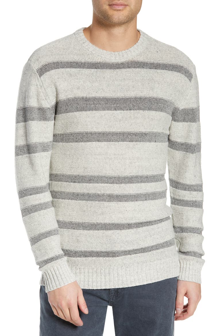 Gilpin Stripe Linen Blend Crewneck Sweater, Main, color, LIGHT GREY MELANGE STRIPE