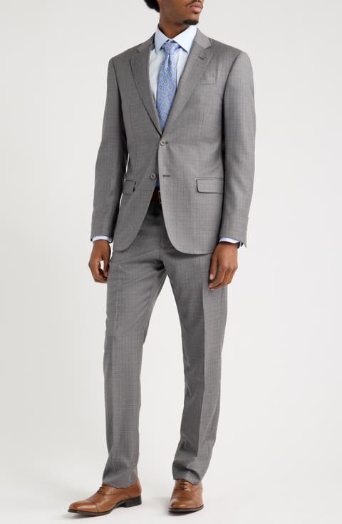 Charcoal & Blue Box Check Virgin Wool Suit