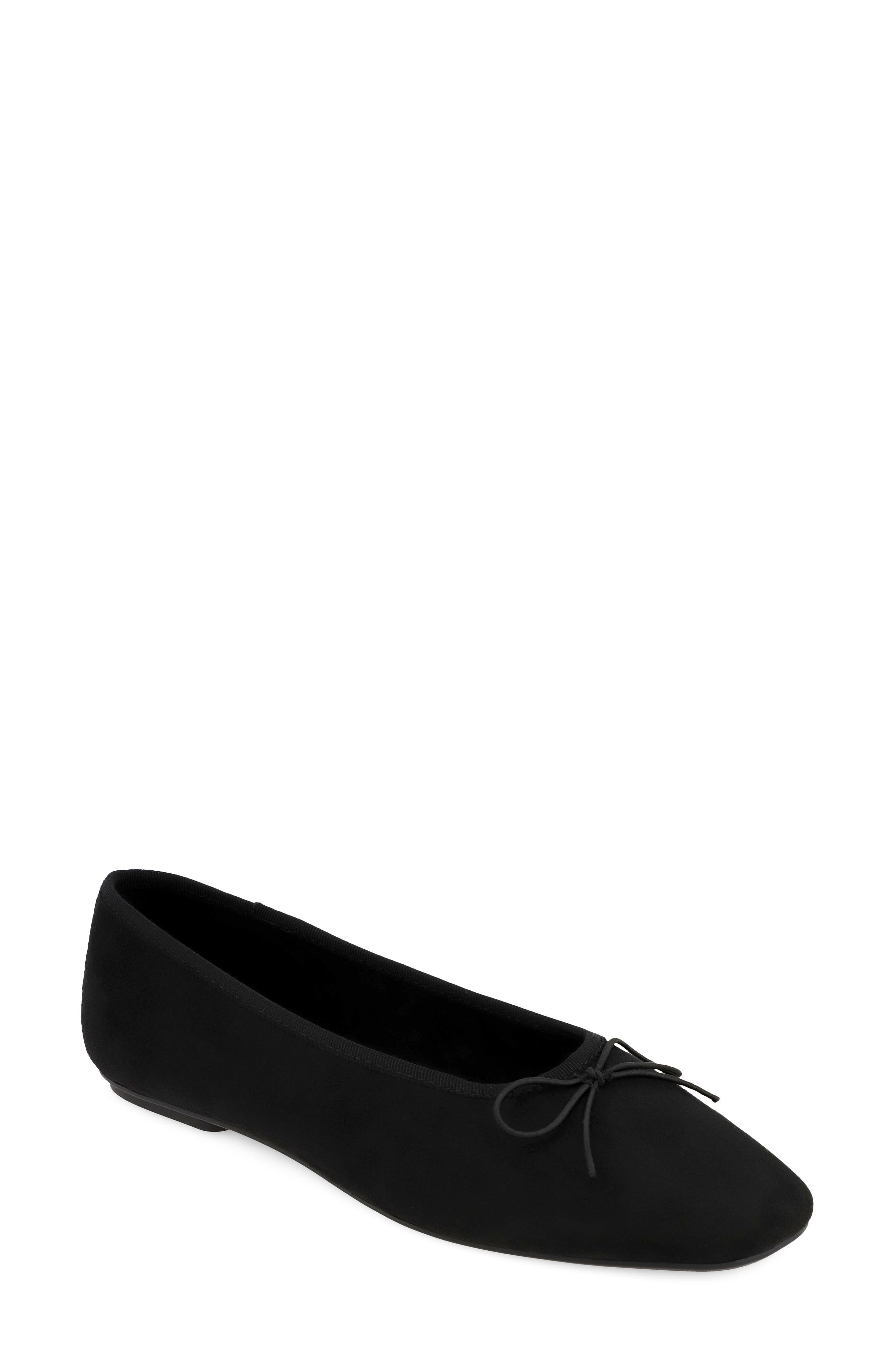Tinna Faux Leather Ballet Flat, Main, color, BLACK