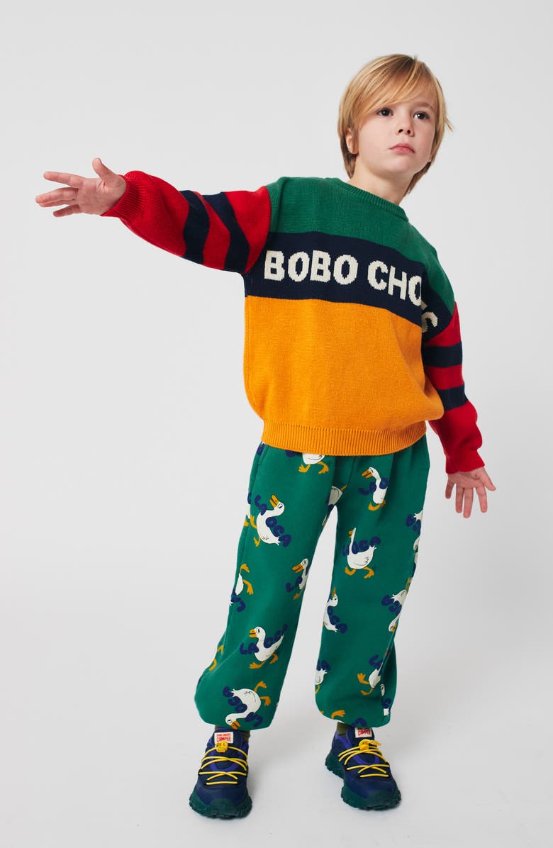 Bobo Choses Kids' La Oca Cotton Sweatpants, Alternate, color, Green