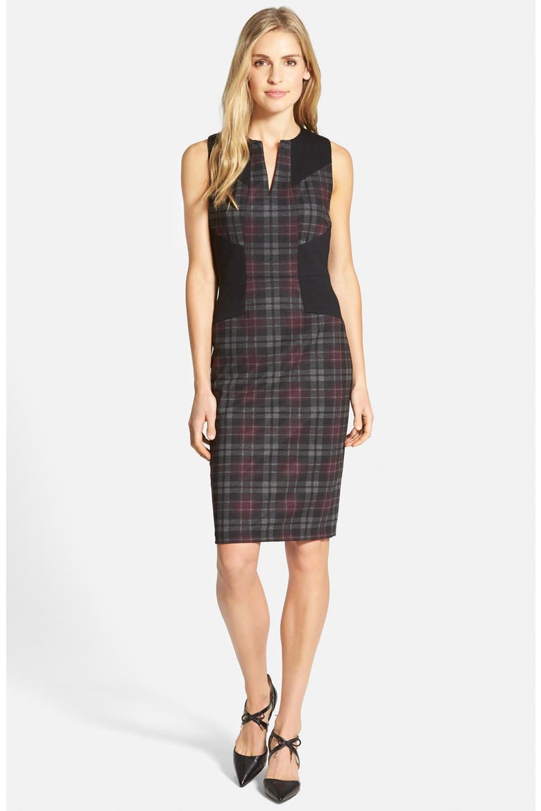 'Aubrey' Colorblock Plaid Sheath Dress, Alternate, color, MULTI