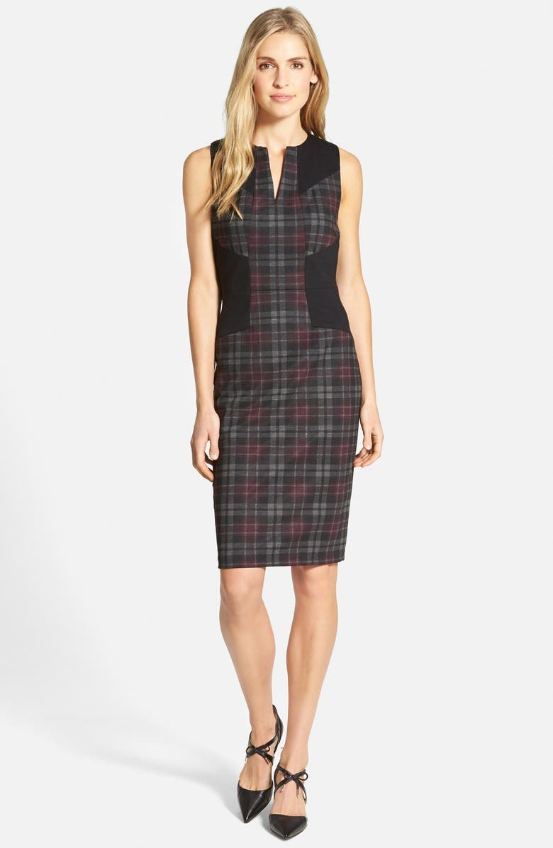 NYDJ 'Aubrey' Colorblock Plaid Sheath Dress, Alternate, color, 