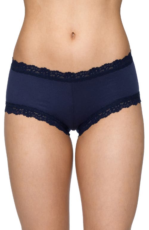Hanky Panky Lace-trim Organic Cotton Boyshorts In Blue
