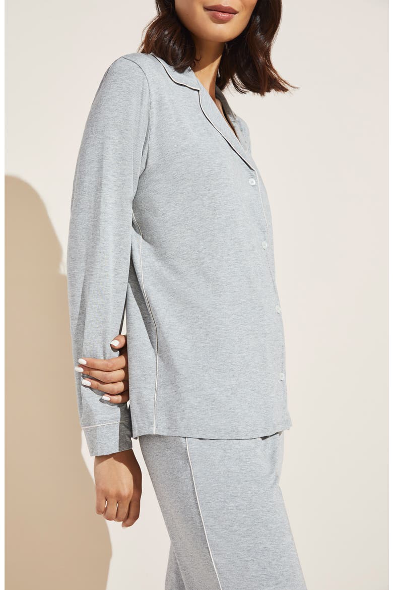Gisele Slim Jersey Knit Pajamas, Alternate, color, HEATHER GREY/ SORBET PINK