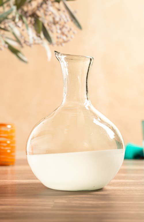 Verve Culture Handblown White Base Glass Carafe In White