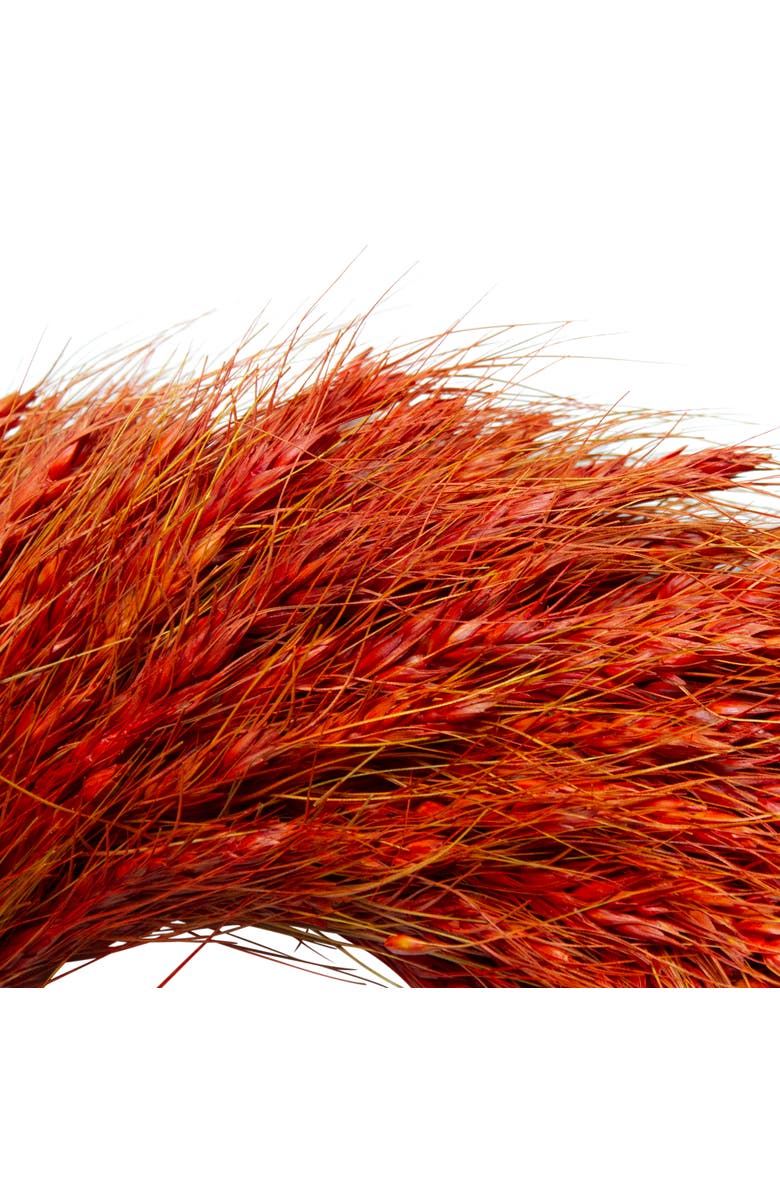 Northlight Wheat Stalks and Ears Artificial Fall Harvest Wreath - 12" - Orange, Alternate, color, Red