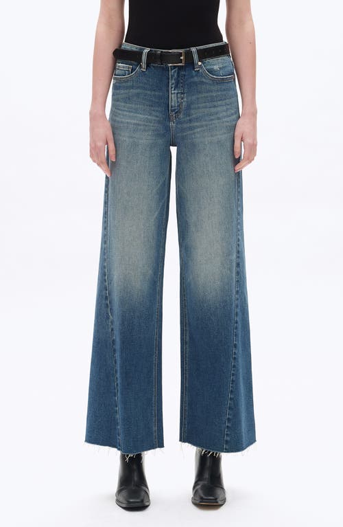 Bayeas High Waist Raw Hem Wide Leg Jeans In Blue