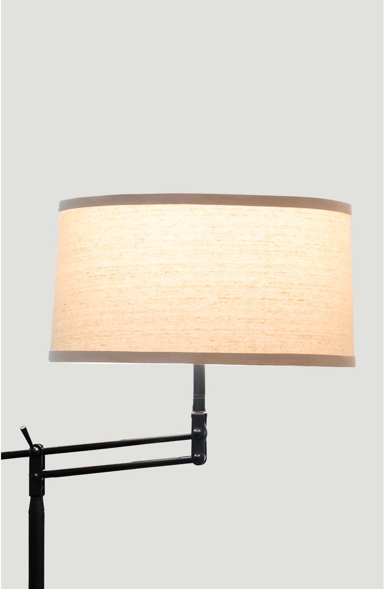 Brightech Ava 61' LED Mid-Century Modern Adjustable Floor Lamp with Fabric Drum Shade, Alternate, color, Classic Black