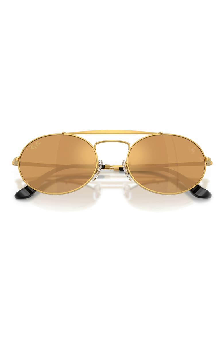 54mm Ferrari Oval Sunglasses, Alternate, color, LEGEND GOLD / BROWN