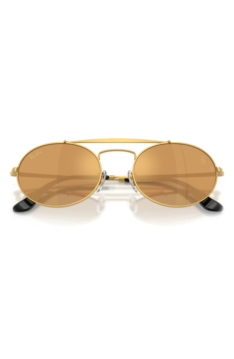 Ray-Ban 54mm Ferrari Oval Sunglasses, Alternate, color, Legend Gold / Brown