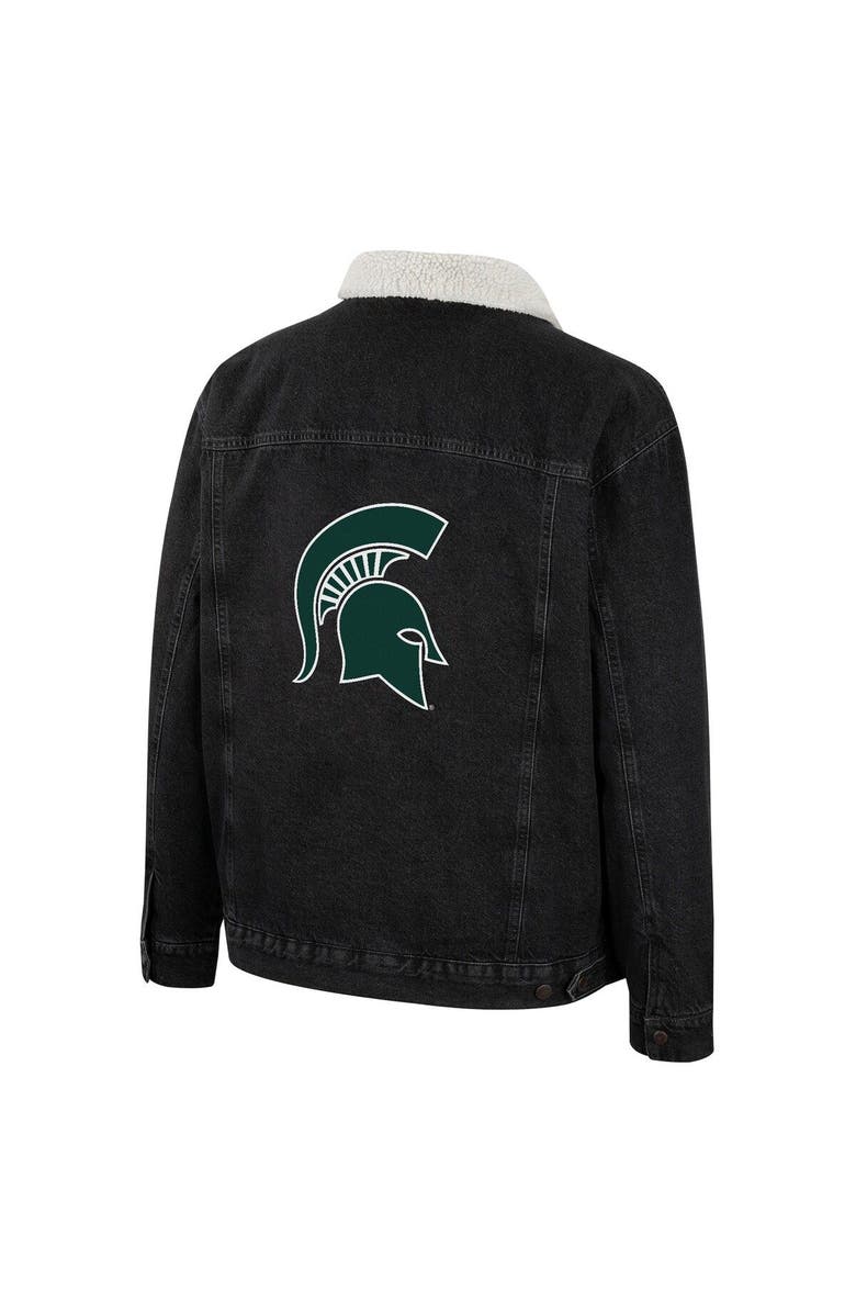 COLOSSEUM X WRANGLER Men's Colosseum x Wrangler Charcoal Michigan State Spartans Western Button-Up Denim Jacket, Alternate, color, Charcoal