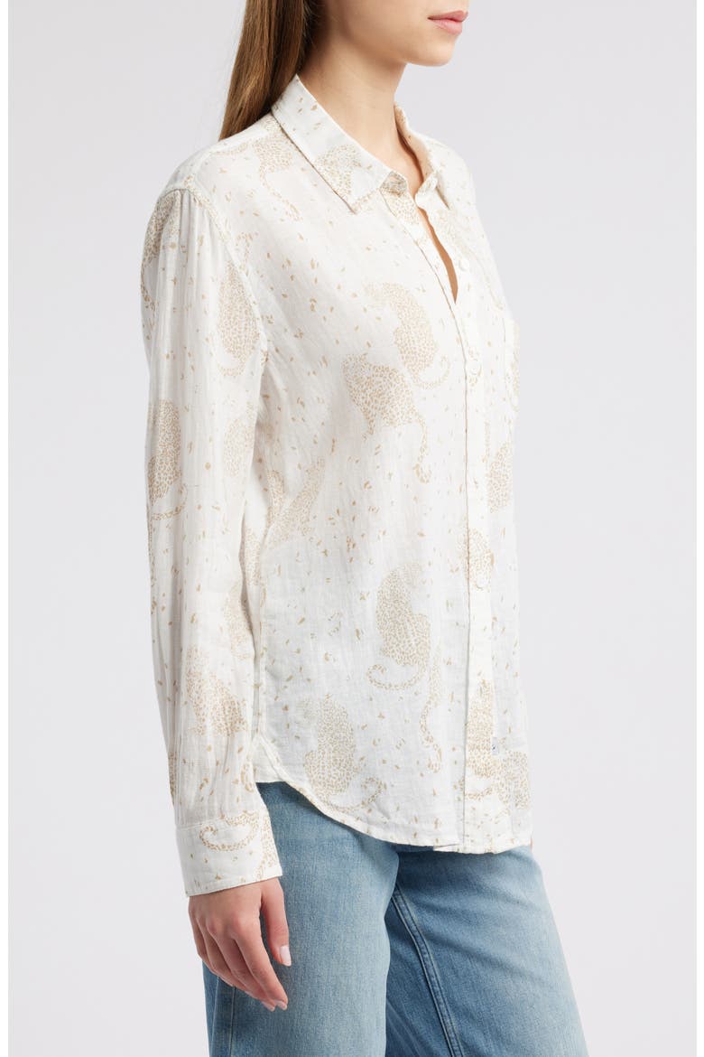 Charli Leopard Print Linen Blend Button-Up Shirt, Alternate, color, CHEETAH SPOTS