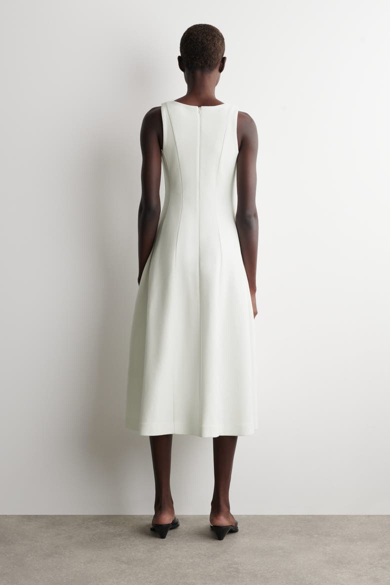 Sculpted Cotton Midi Dress, Alternate, color, WHITE