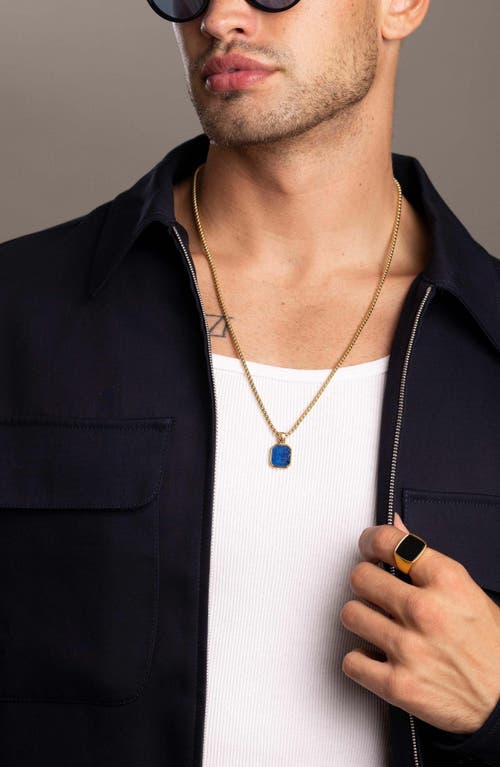 Nialaya Square Lapis Pendant Necklace In Gold