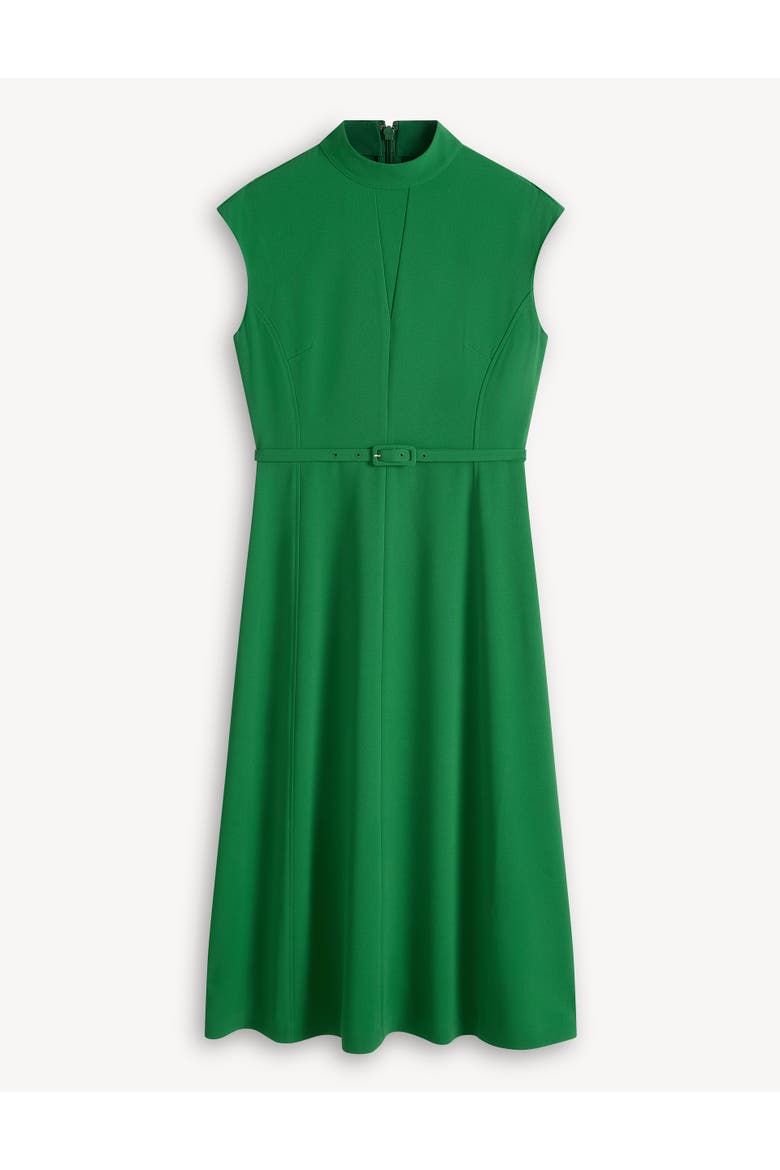 Mae Sculpted High Neck Belted Midi Dress, Alternate, color, Sprucegreen
