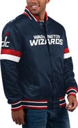STARTER Men's Starter Navy Washington Wizards Home Game Satin Full-Snap Varsity Jacket
