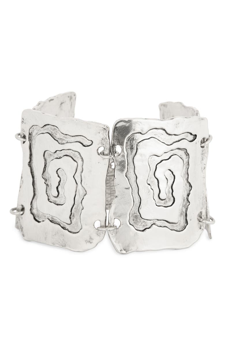 Karine Sultan Spiral Plate Bracelet, Main, color, Silver