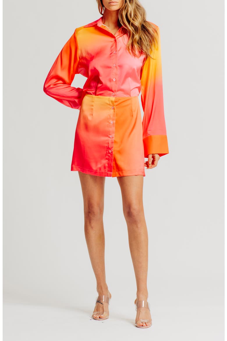 Jones Long Sleeve Shirtdress, Main, color, ORANGE MULTI