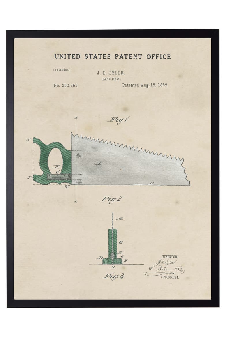 Handsaw Patent in Black Frame, Main, color, No Color