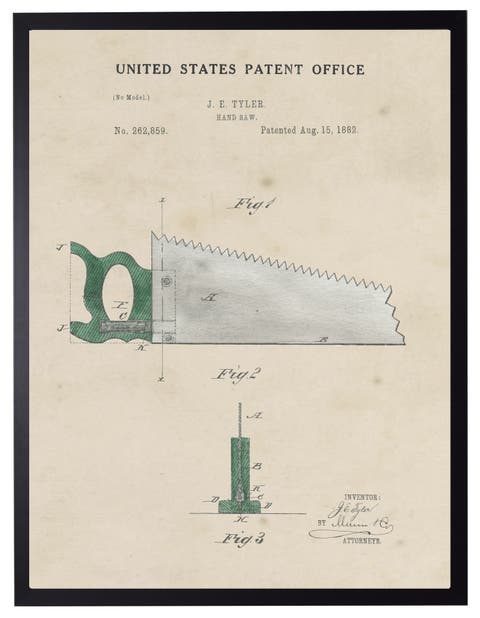Handsaw Patent in Black Frame